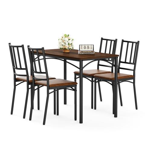 Bellemave  Dining Table Set, Bar Table with 4 Dining Benches, Kitchen Table Counter with Chairs, Industrial for Kitchen Breakfast Table, Living Room, Party Room, , 43.3″L x23.6″W x 30.1″H