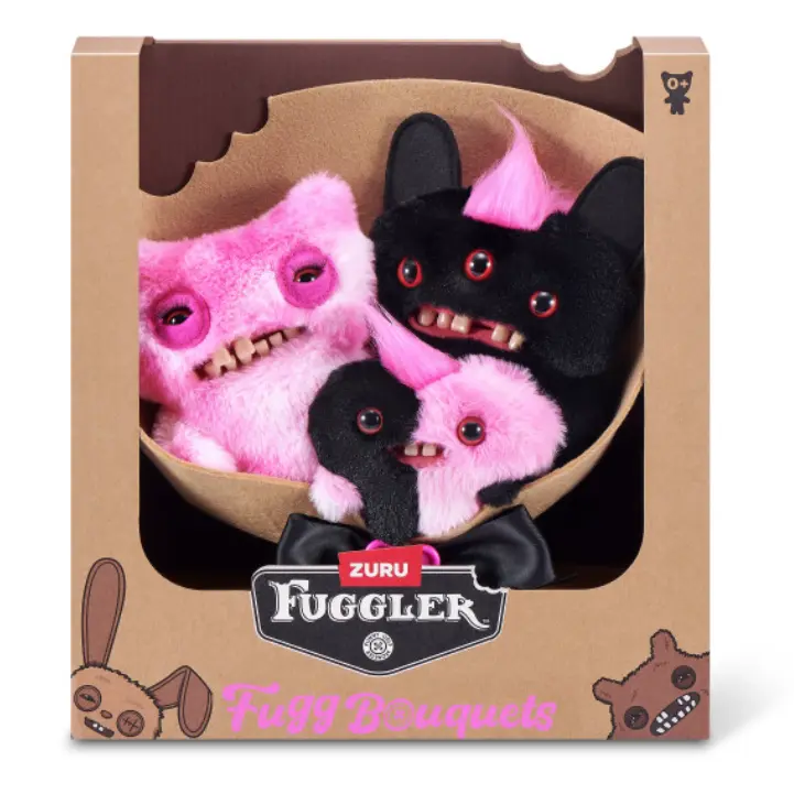 Fuggler Rose-Free Bouquet 3-Piece Surprise Stuffed Toys - 2 Big (22 cm), 1 Mini Quirky Collectible Plush Toy Set (Reek-o, Munch Munch), Soft Stuffed Collectible, Cuddly Doll Gift