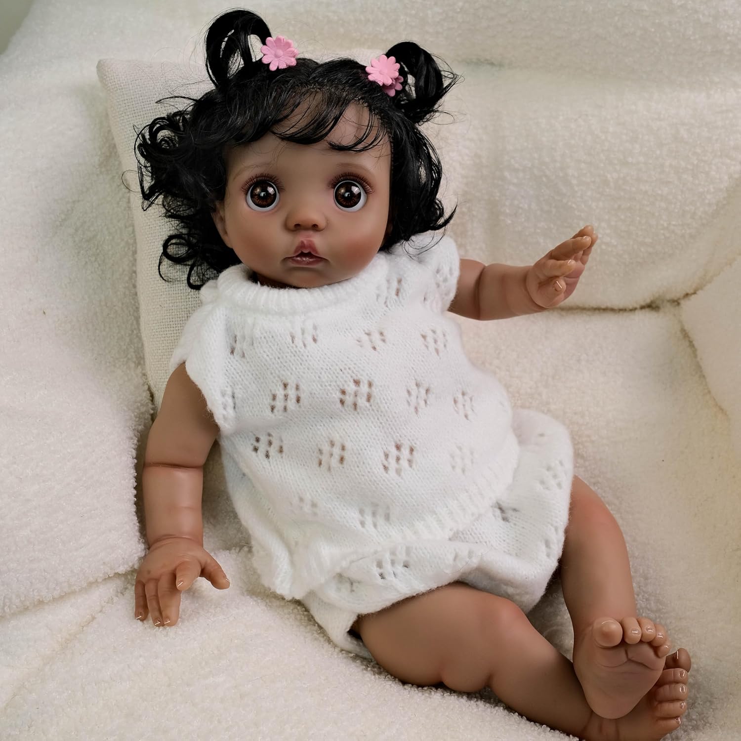 Lifelike Black Reborn Baby Doll Peeka 16 Inch Ultra-Realistic African American Newborn Doll with Curly Hair & Soft Cloth Body for Play & Display Lifelike Black Reborn Baby Doll Peeka 16 Inch Ultra-Realistic African American Newborn Doll with Curly Hair & Soft Cloth Body for Play & Display