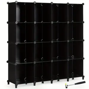 New Lifezeal 16 Cube Storage Organizer Plastic Organizer Units 49.5" X 13" X 50.5" Black Racks Steel