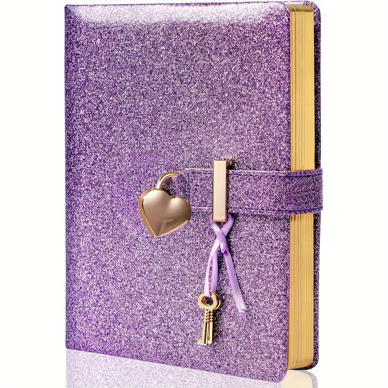 Diary, with lock and key, Gretel PU shiny faux leather, diary, with lock, travel secret notebook, ladies 5.3 x 7 inches (approx. 13.5 x 17.8 cm), Journal Notebook