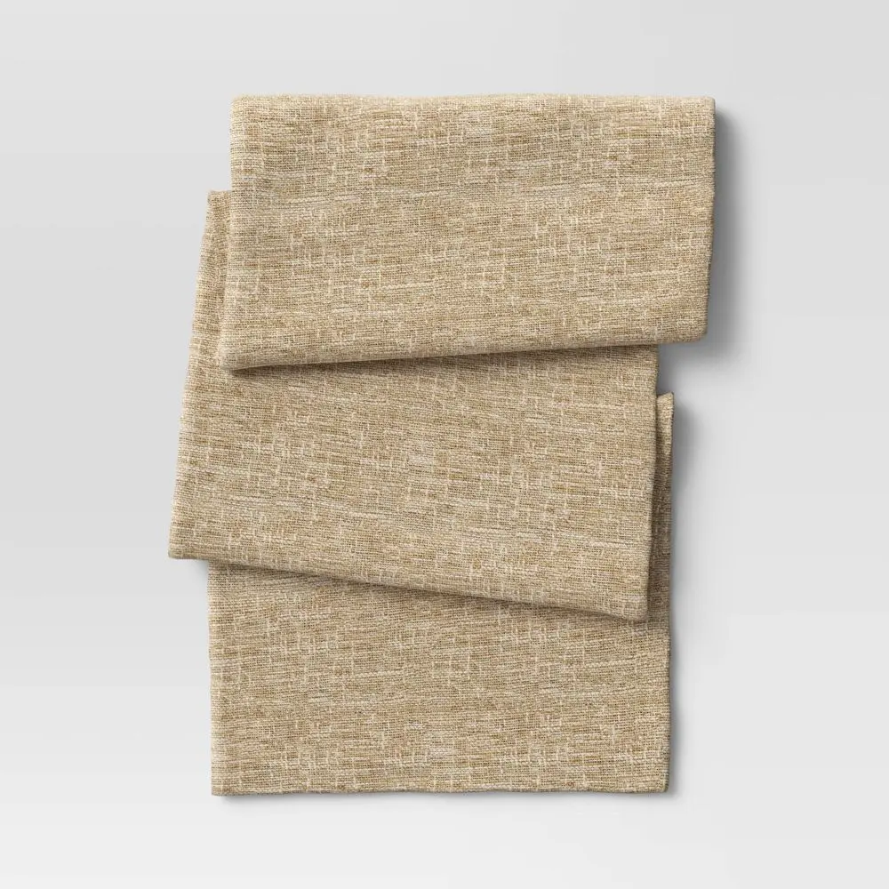 90" x 20" Ramie Table Runner Natural - Threshold: Traditional Solid Brown Hemp & Cotton Fall Decor Basket Weave