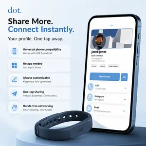 Wearable Dot Band Digital Business Card Wristband with Payment Function, Tap-Compatible for iPhone & Android (Blue)