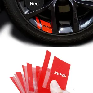 6Pcs Car Wheel Sticker For Peugeot 3008 5008 2008 106 107 108 205 206 207 208 RCZ 306 307 308 508 406 407 408 4007