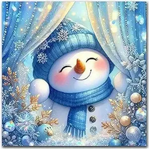 New Arrival DIY 5D Diamond Painting Kit, Snowman Theme Full Drill Mosaic Craft, Home Wall Decor Gift, Small Size