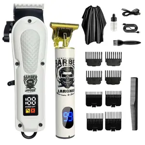 Men's Professional Hair Trimmer Set, USB Rechargeable Electric Razor with LED Display, Portable Beard Trimmer, Travel Personal Care Grooming Tool