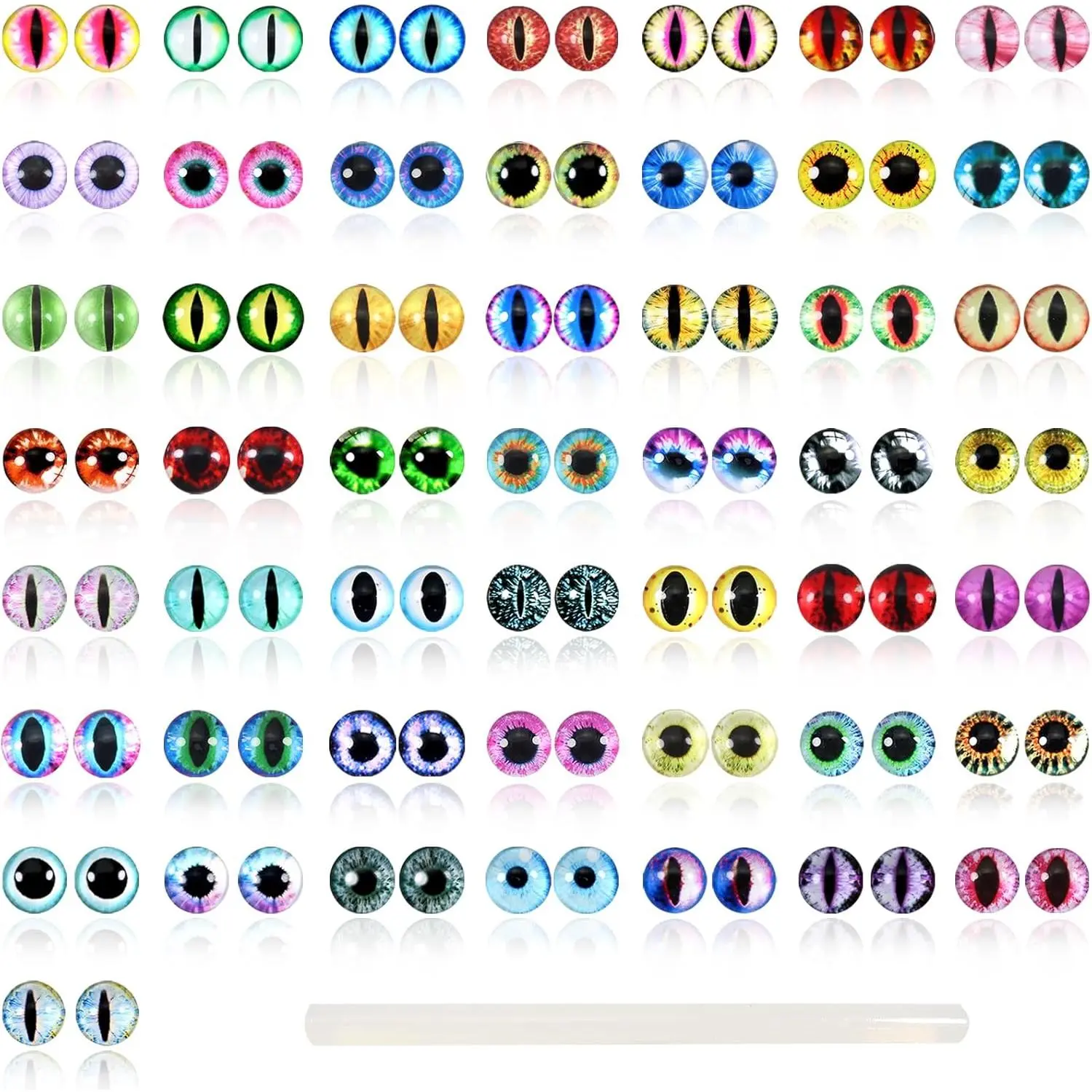 100 count Assorted Colors Glass Dragon Eyes 8mm Crafts Cabochons for Clay Doll Making Sculptures Props  DIY  Making Findings