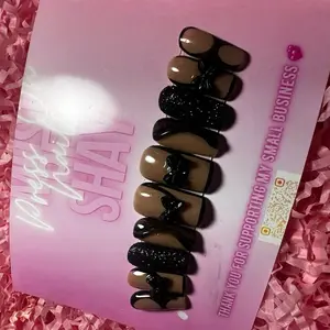 Glitter Black GEL Press On Nails