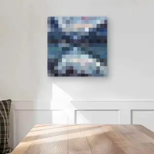 212 MAIN 16x16 in. Artistic Minimalist Pixelated Mountain Landscape Wall Art - Lightweight Aluminum Metal Print, Modern Cool Design Home Decor for Living Room