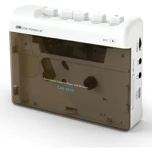 Portable  Cassette Tape Player, Cassette Player Recorder,Equipped with Headphone and AUX Ports, Support AUX Line in Record,Built-in Microphone,  by DC or   (White)