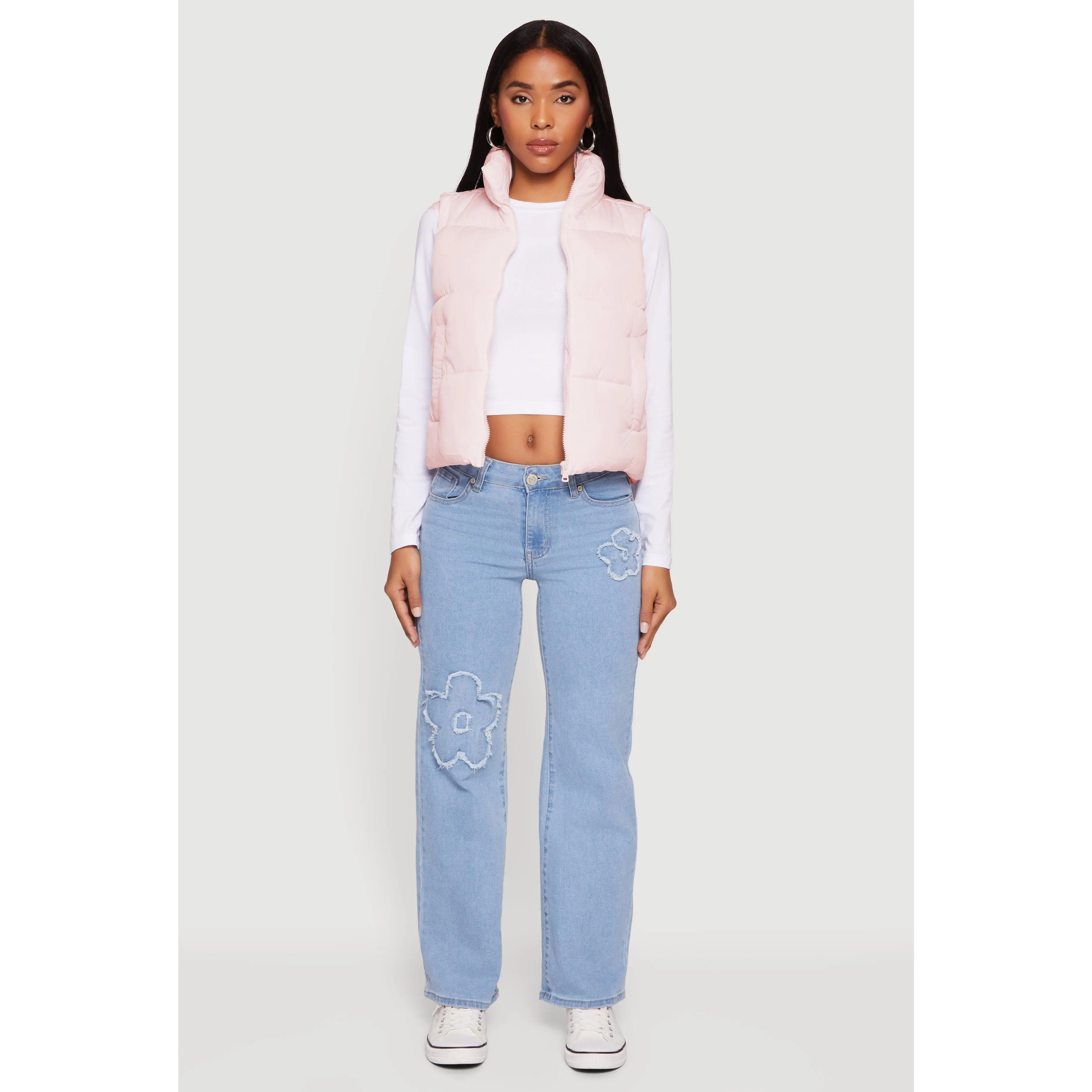 Almost Famous Mock Neck Zip Front Puffer Vest
