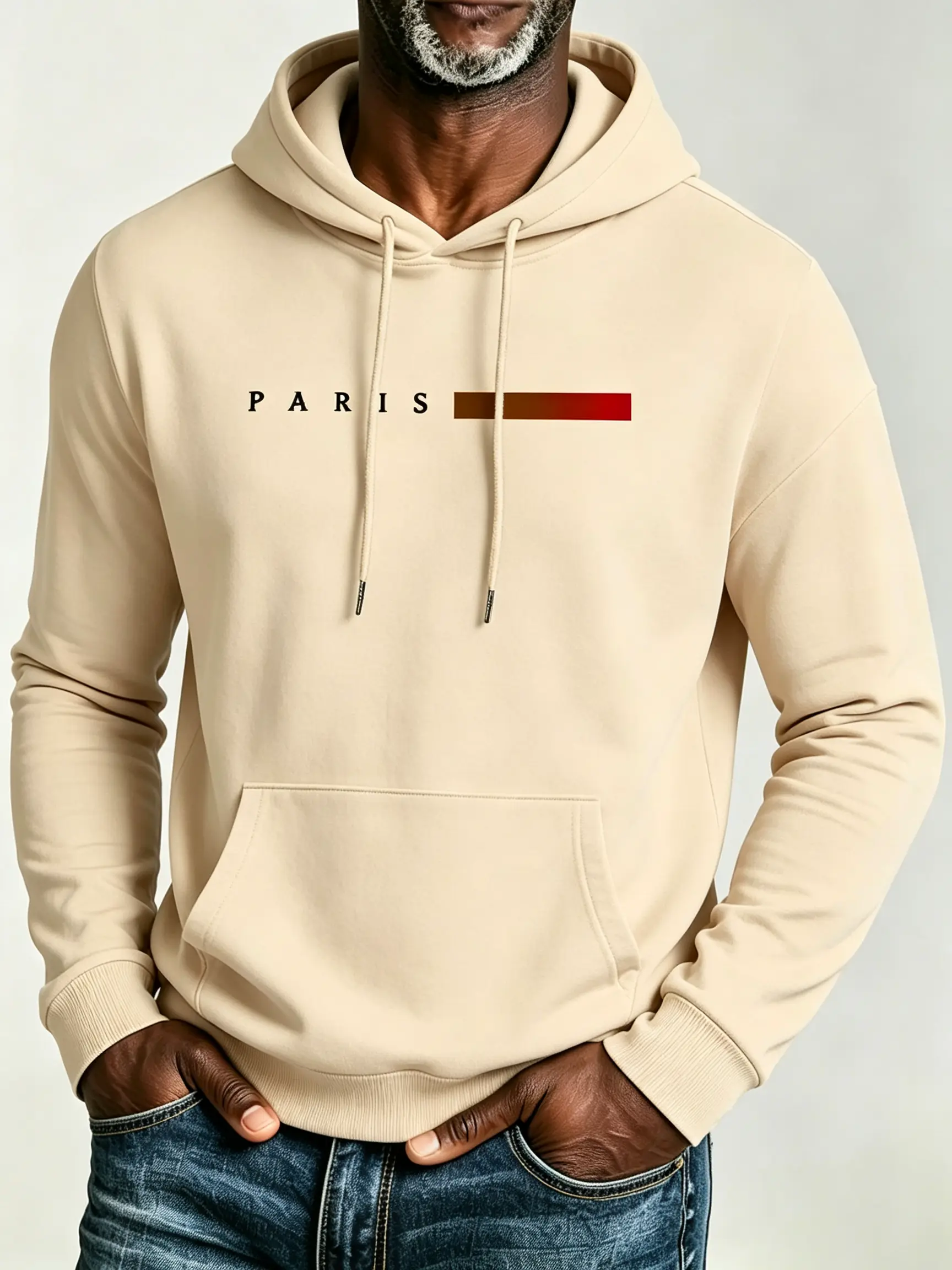 comfortable pullover hoodie Men Paris Letter Print Pullover Hoodie, Casual Long Sleeve Sweatshirts, Daily Menswear Tops