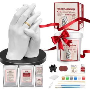Hand Casting Kit for Couples Easy DIY Plaster Mold Kit with Base & Practice Kit, Romantic   for Anniversary, Wedding, Birthday,Bridal,Engagement, Valentine's Day,,Safe