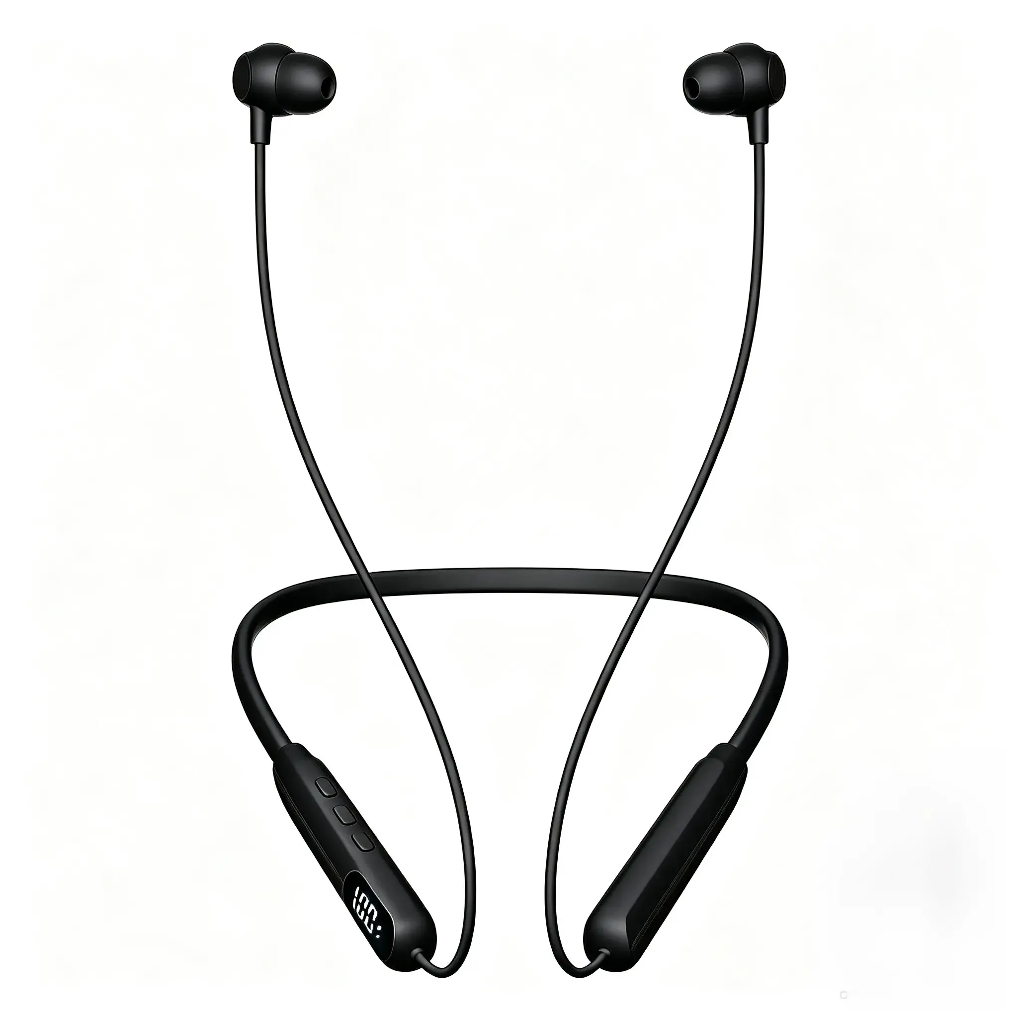 Black Wireless Bluetooth Neckband Headset, Magnetic Snap Storage, LED Digital Battery Display, Bluetooth 5.3 Chip, 38ms Ultra-Low Latency, 12H Playback, Dual Device Smart Switching, Smart Touch Control Stereo Earphones & Accessories for Gaming, Sports, Wi
