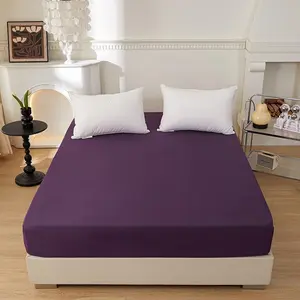 Bedding Twin Size Fitted Sheet Only - Deep Pocket - Fits 15inches Bed Matress Sheet- Bottom Sheet - Soft and Microfiber-Easy Care - Dark Purple