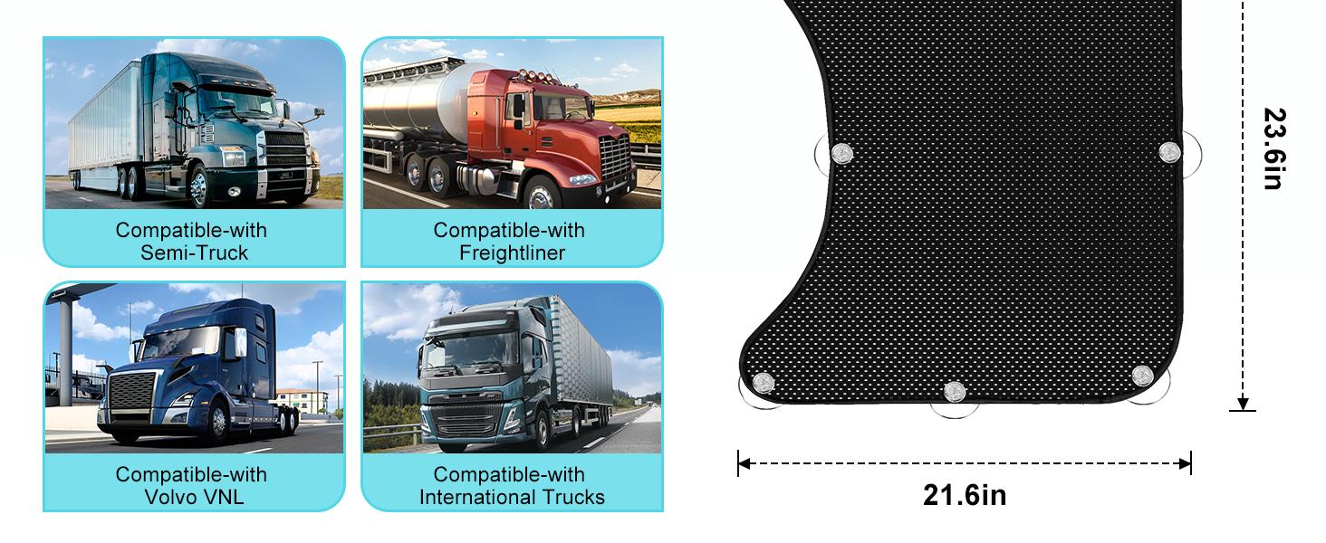 2pcSemi Truck Side Window Sun Shade for Freightliner Volvo VNL International Trucks RV | Semi Truck Accessories, Sunshade UV Protection, Keep Interior Cool
