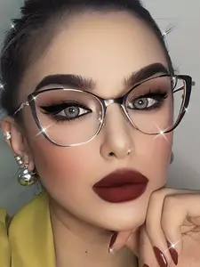 1 Pair of Anti Electronic Blue Light Decorative Glasses, Shaped Glasses, Fashionable Large Frame Flat Glasses, Elegant Accessories, Frame Design Suitable for Various Face Shapes