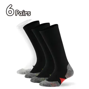 WANDER Men's Athletic Run Cushion Over-the-Calf Tube Socks,Casual Coomfortable Breathable Socks for Daily Wear,Socks Breathable Sport Non-slip Soccer ,Grip Socks,6 Pairs,Boys's cotton Crew Sports Socks
