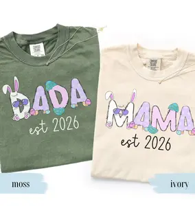 Easter Mama Dada Matching Shirts Comfort Colors, Pregnancy Announcement TShirts, Easter Pregnancy Reveal, Mom and Dad TShirts, Expecting Parents