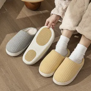 Brand Bdhjydb Elderly Non-Slip Slippers for Women and Men |   Autumn and Winter New Style, Couples Indoor Fleece-Lined Warm Maternity Shoes, Fluffy Slippers, Solid Color, Fabric Upper and Inner, EVA Sole