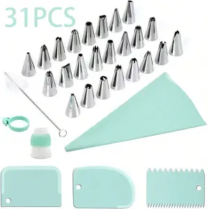 31-Piece Cake Decorating Set, Icing Tips Kit, Pastry Decorative Kit, Pastry Decorating Tools for Baking & Frosting, Perfect for DIY Cakes, Cupcakes, Cookies, Easy-To-Use Design