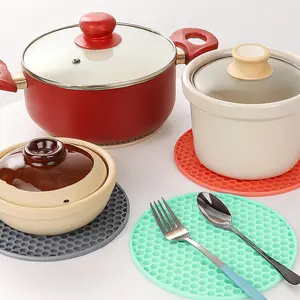 Multifunctional Round Heat Resistant Silicone Mat Cup Coasters Kitchen Coasters Home Non-Slip Pot Holder Table Placemat Restaurant Accessories Tool Picnic Blanket