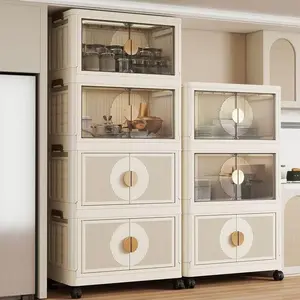 Foldable Storage Cabinet for Home Use, Clothes Blankets Toys Snacks Organizer, Kitchen Display Rack, Casual Style, Model Xinghao, Stackable Storage Cabinet