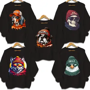 Spirit Animal Football Sweatshirt – Retro City Sports Graphic Pullover, Black Cotton Sweatshirt, Unisex Game Day Crewneck, Casual Hometown Outfit for Fans & Students