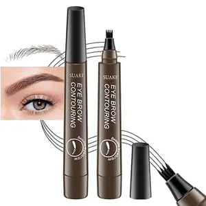 Microblading Eyebrow Contouring Pen Pencil, 4 Tipped Precise Brow Pen with Sponge Micro-Fork Tips Applicator, Create Natural Looking Brows Eyebrow Makeup Long Lasting