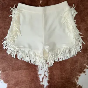 White Fringe Trim Shorts