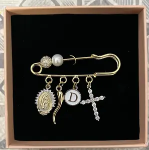 24 k gold plated Italian horn pin brooch