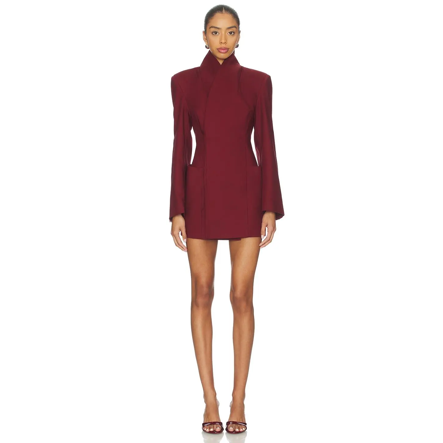 WeWoreWhat Hour Glass Blazer Jacket in Dark Cherry