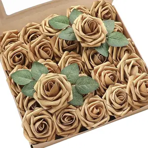 Artificial Flowers 25count Looking Ivory Foam Fake Roses with Stems for DIY Wedding Bouquets White Bridal Shower Centerpieces Arrangements Party Tables Decorations Decorative Fruit Plants Floral Ornaments Antique room for men girls room girls room decor