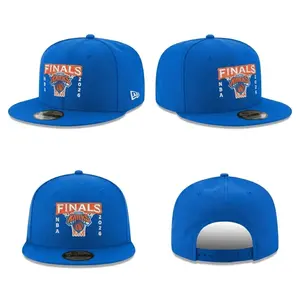 New York Knicks 2026 NBA Finals Snapback Hat Blue Flat Brim Adjustable Cap Embroidered Basketball Fan Gift Unisex Sports Baseball Cap
