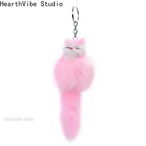 2026 Fluffy Animal Cartoon Fox Keychain Cute Key Chains Kids Womens Personalised Rings Key Chains Car Bag Key Chains