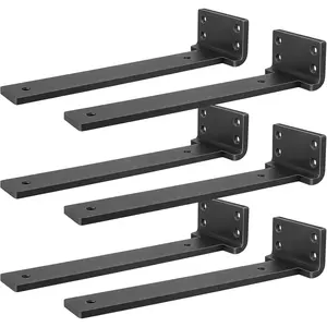 Heavy Duty Shelf Brackets, Floating Shelf Bracket 8 inch 6 Pack L Brackets for Shelves Black Metal Support Bracket for DIY Decorative with Screws