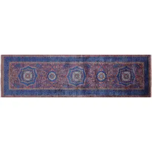 Purple Runner Mamluk Hand-Knotted Wool Rug 2' 9" X 9' 9" - Q14181