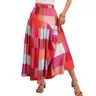 Asvivid Women's Colorful Plaid Maxi Skirt High Waisted Elastic Waist Casual Boho Skirts for Beach Vacation Daily Wear Fall Outfits Womenswear Bottom