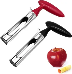 Apple Corer Tool 2 Pack Stainless Steel Ultra Sharp Serrated Blade Kitchen Gadget for Apples Pears Ergonomic Non-Slip Handle Effortless Core Removal Dishwasher Safe Fruit Corer Red Black