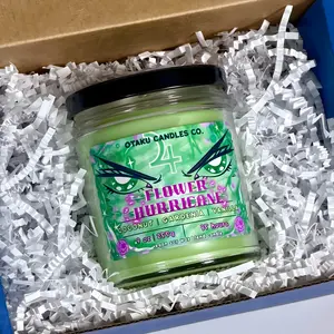 Flower Hurricane Candle | Pretty Guardians Jupiter Candle | Vegan Apricot Wax Candle