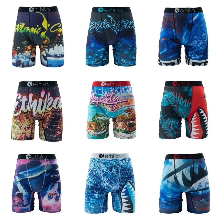 ETHIKA Men's Breathable Boxer Briefs, 1-Piece Sexy Trunks, Plus Size S-3XL, Suitable for Swimming