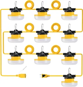100FT LED Construction String Lights, 150W 15000LM String Work Light, Linkable Jobsite Lights, Weatherproof Temporary Lighting Indoor&Outdoor, ETL Listed