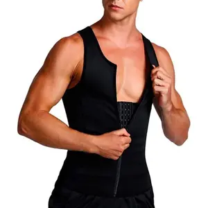 SHAPERIN Men Neoprene Sauna Zipper Waist Trainer Vest Tank Top Trimmer Body Shaper