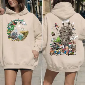 Vintage Studio Ghibli 2-Sided Hoodie, Totoro, Spirited Away, Kiki Delivery, Howl's Moving Castle, Gift for Anime Lovers