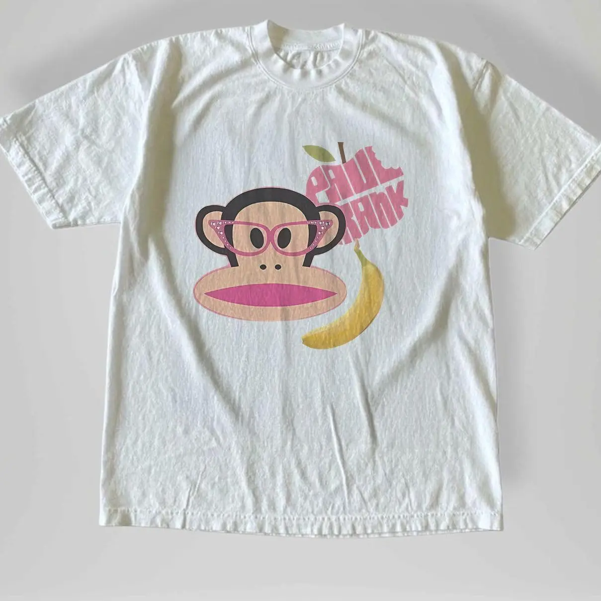 Vintage Style Paul Frank Julius Monkey Banana Cream Graphic T-Shirt