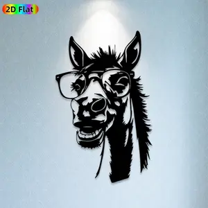 1pc Llama with Glasses Metal Wall Art,Llama Statue Mural, Ideal Gift for New Year, Easter, Weather-Resistant Metal Wall Decor Wall Sculptures, Perfect for Living Room Wall & Garden Fence, Llama Decor Enthusiasts