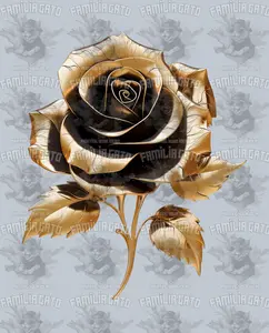 Metallic Gold Rose DTF Transfer