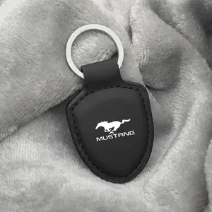 Ford Mustang Gt Shelby Logo Car Keychain, Vintage Leather Zinc Alloy Key Ring, Auto Keyring Accessories, Fashionable Car Accessory