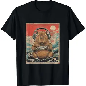 Cute Anime Gamer Capybara Japanese Gaming Gift Boys Teen T-Shirt