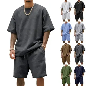 2-piece Set For European And American Men's Summer American Loose Heavy Terry High Street Trend Hip-hop Sports Shorts Shorts Set